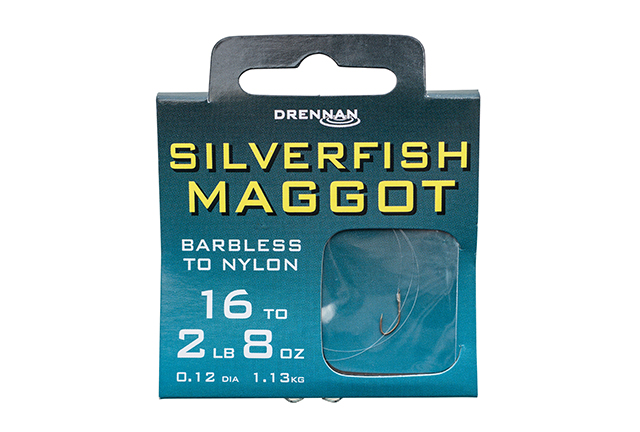 Drennan Silverfish Maggot Barbless Hooks to Nylon - Click Image to Close