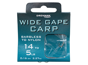 Drennan Wide Gape Carp Barbless Hooks to Nylon - Click Image to Close