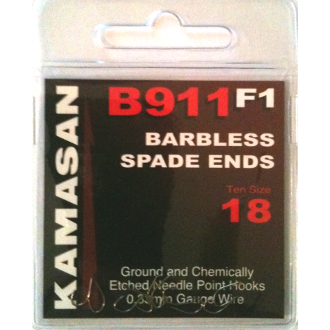 Kamasan B911 F1 Spade End Barbless Hooks
