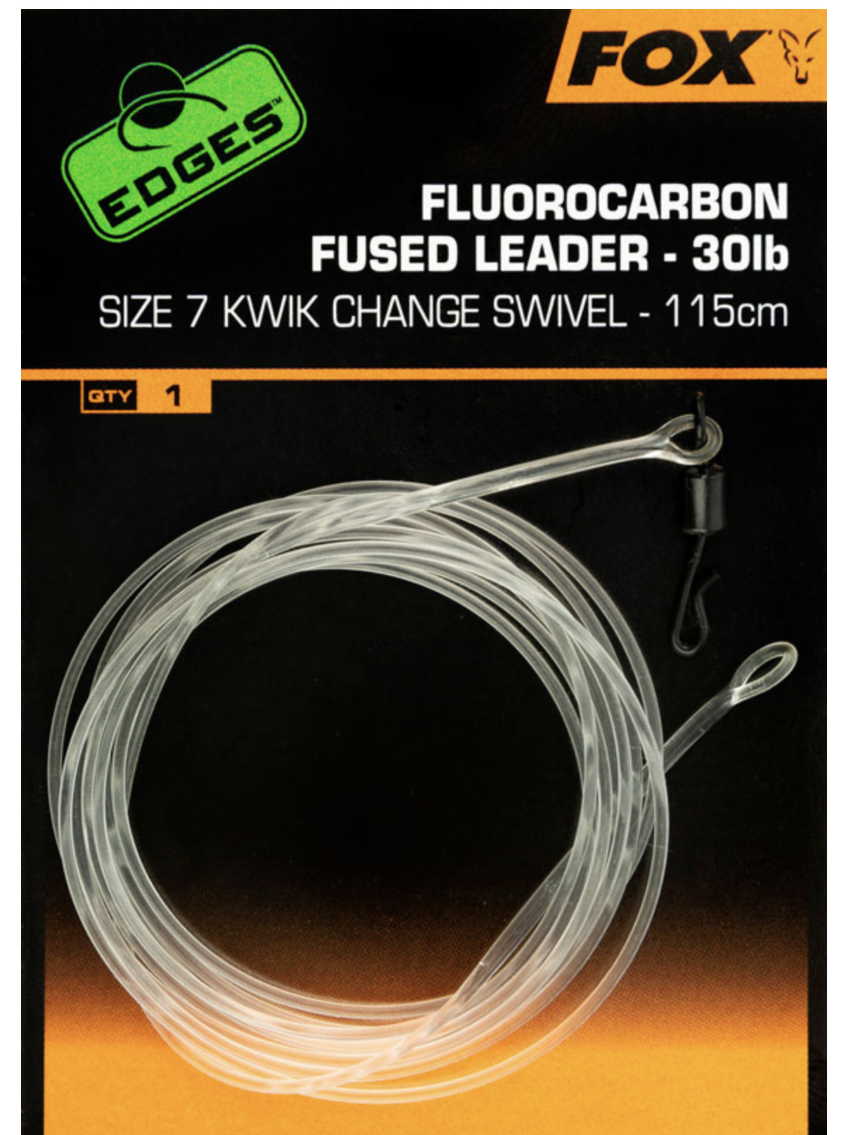 Fox Edges Carp Fishing Fluorocarbon Fused Kwik Change Leaders with Swivel 115cm 