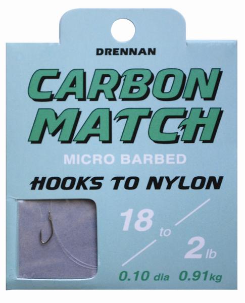Drennan Carbon Match Micro Barbed Hooks to Nylon Drennan Carbon Match Micro Barbed Hooks to Nylon