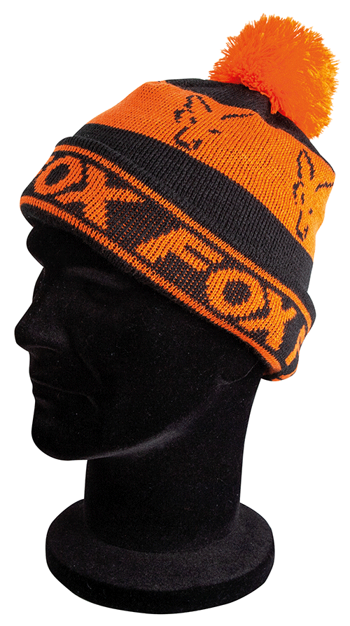 Fox Black & Orange Lined Bobble Hat