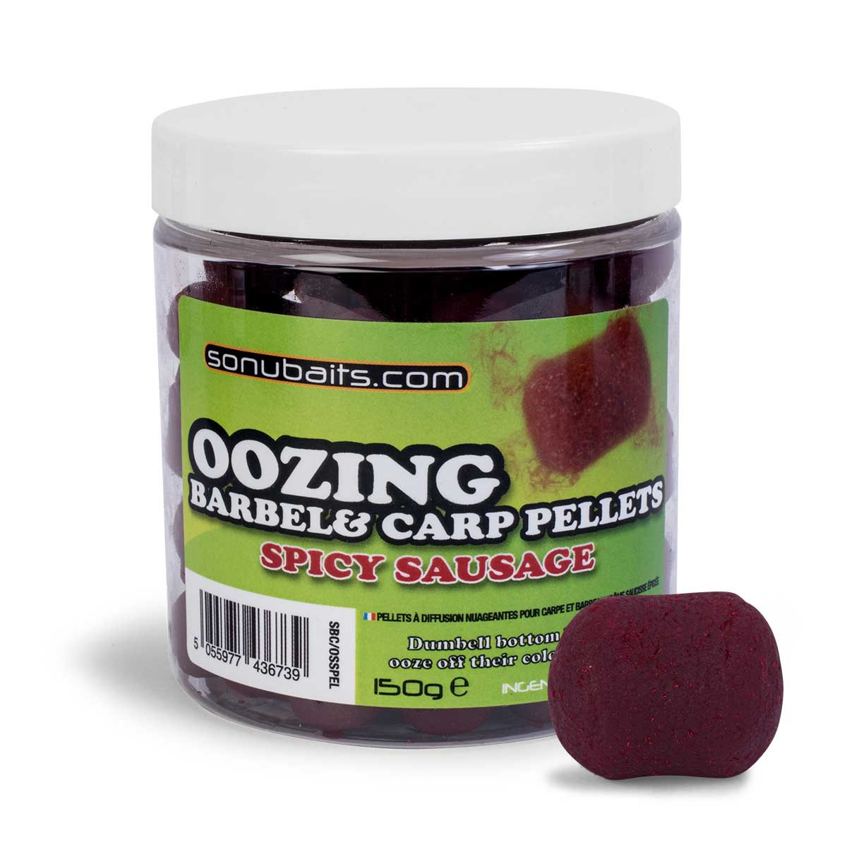 Sonu Baits Oozing Barbel & Carp Pellets Spicy Sausage - Click Image to Close
